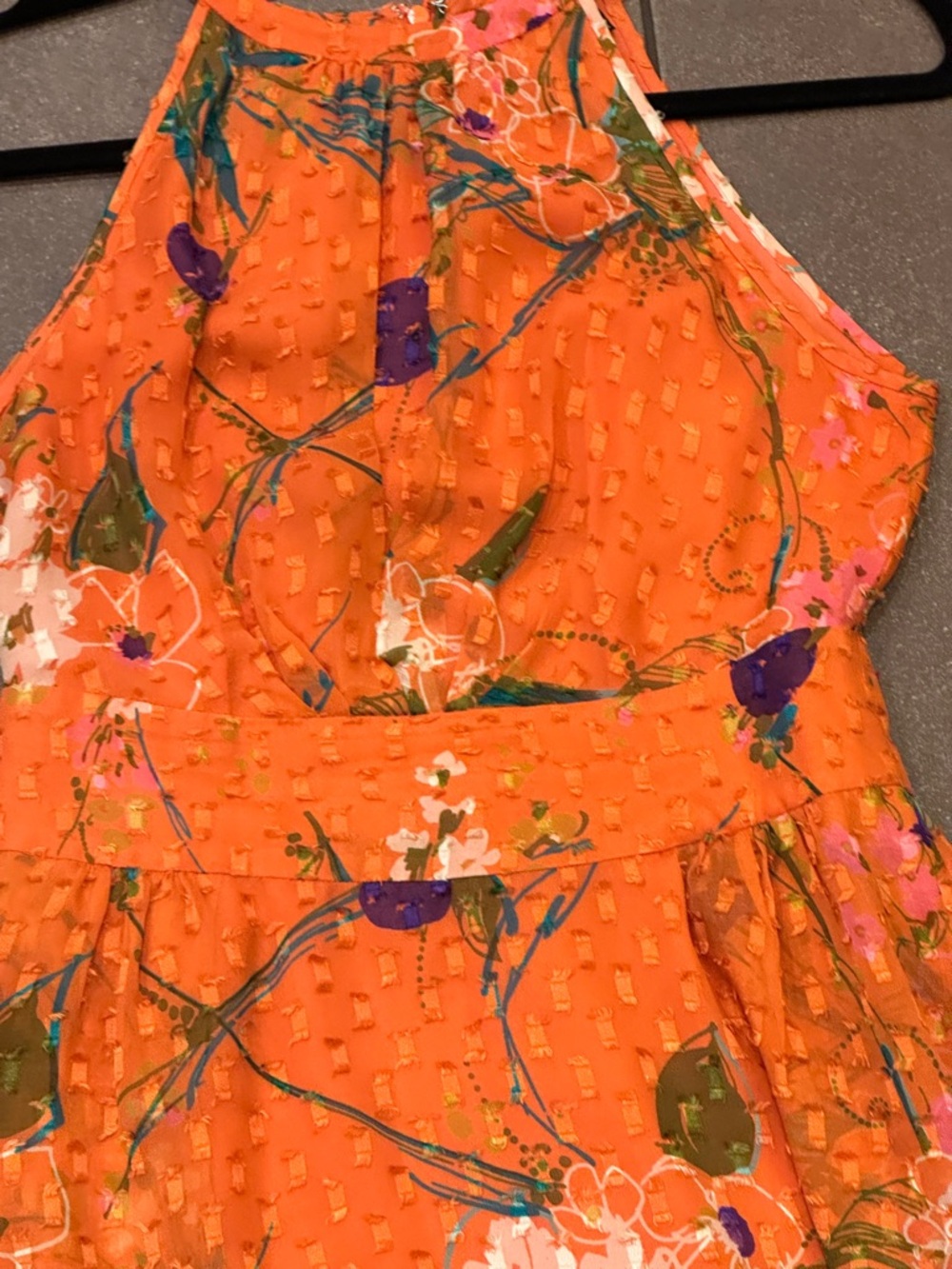 Etcetera 100% Silk Size 0 Orange Floral Halter Midi Dress - Picture 11 of 11